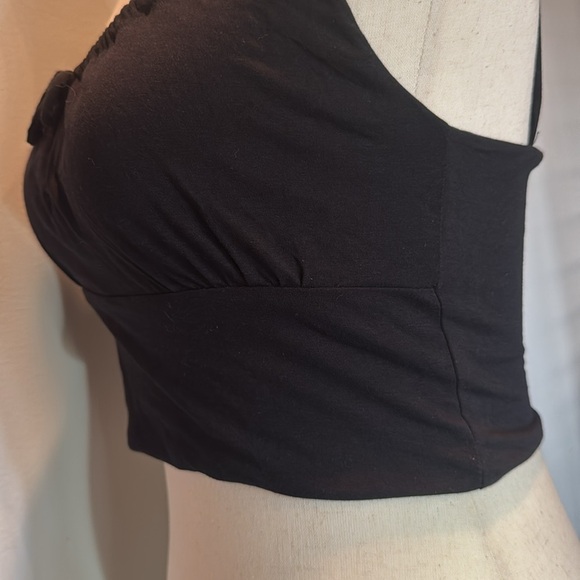 Cotton on Black Spaghetti Cami Strap Crop Top NWT S - Picture 7 of 12